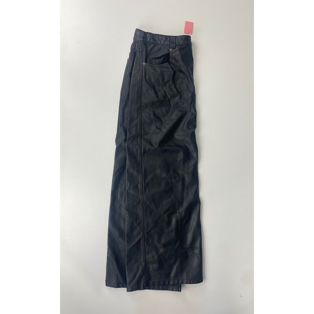 Free People City Slicker Black Vegan Leather Maxi Skirt Womens Leather sz 12 EUC - Picture 4 of 8